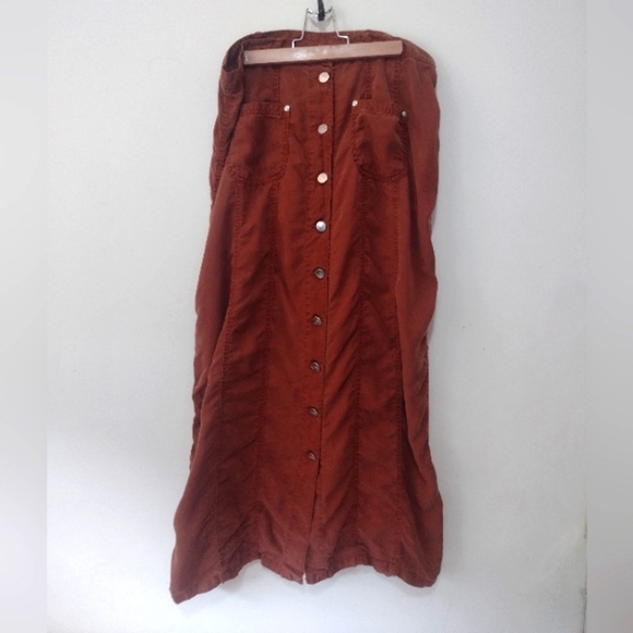 Beautiful France 🇫🇷 Brown Jevns Votre Nom Button High Waisted Maxi Skirt L XL - Picture 7 of 8